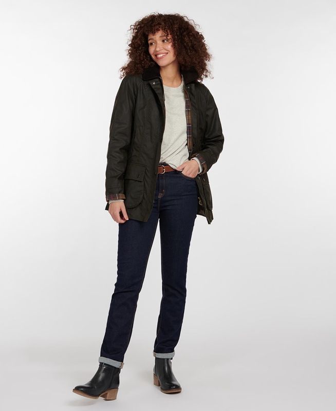 Veste Cirée Barbour Classiche Beadnell? Vert Olive Femme | TOS-05811525