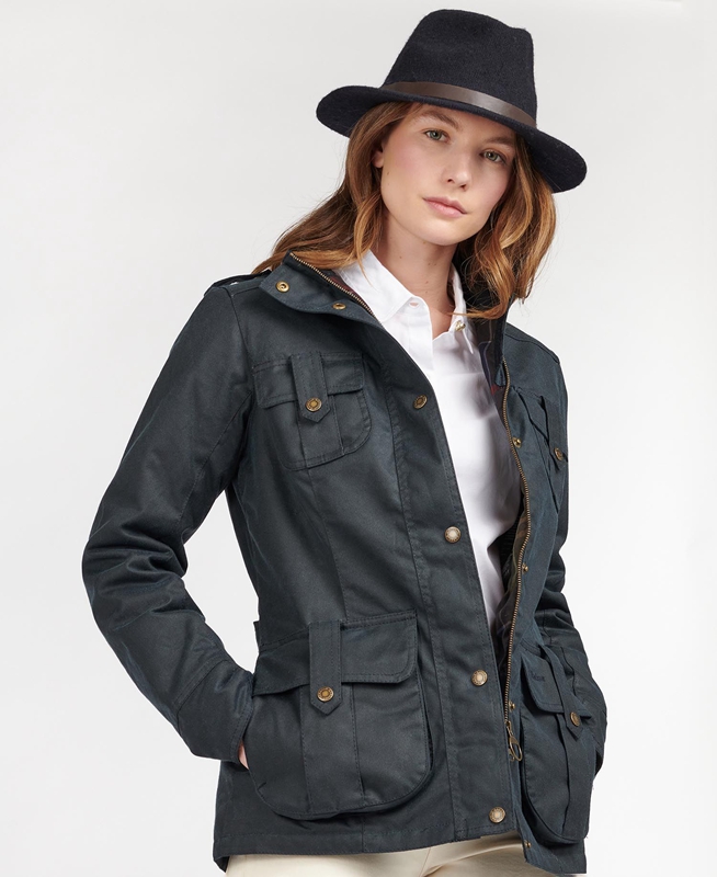 Veste Cirée Barbour D'hiver Defence Bleu Femme | ALG-58241238