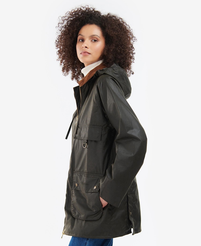 Veste Cirée Barbour Highclere Vert Olive Femme | WJM-88864772