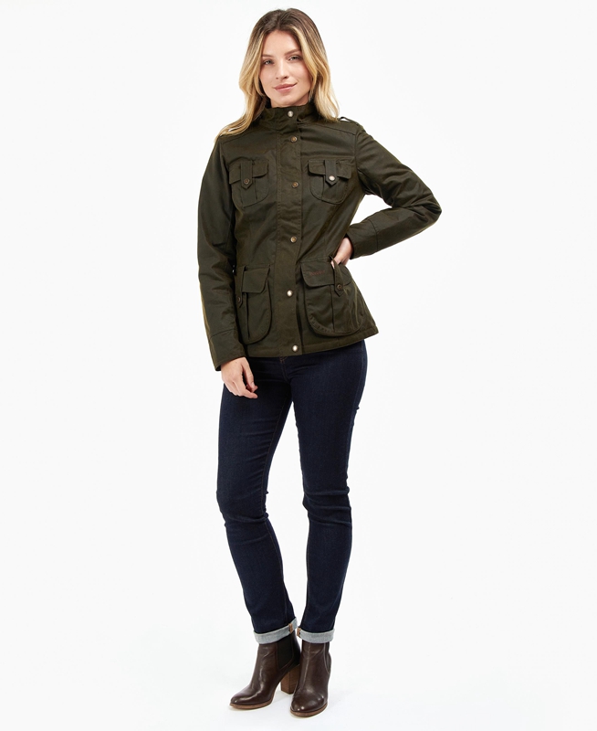 Veste Cirée Barbour D'hiver Defence Vert Femme | XOB-42492482