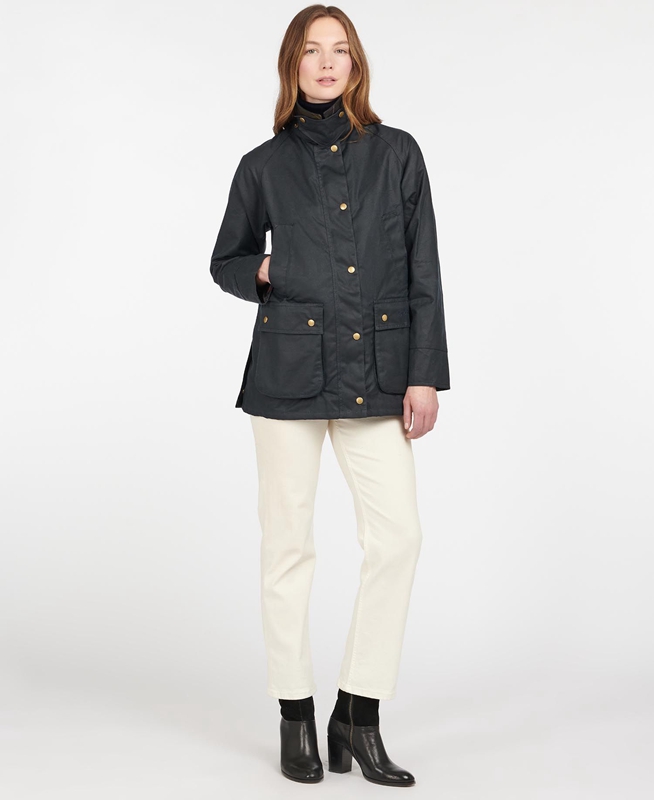 Veste Cirée Barbour Acorn Waxed Coton Bleu Femme | ANQ-48837229