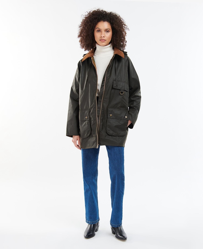 Veste Cirée Barbour Highclere Vert Olive Femme | WJM-88864772