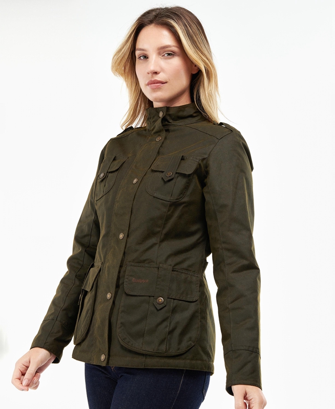 Veste Cirée Barbour D'hiver Defence Vert Femme | XOB-42492482