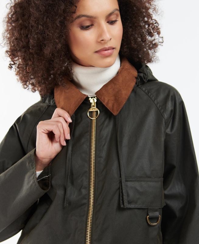 Veste Cirée Barbour Highclere Vert Olive Femme | WJM-88864772