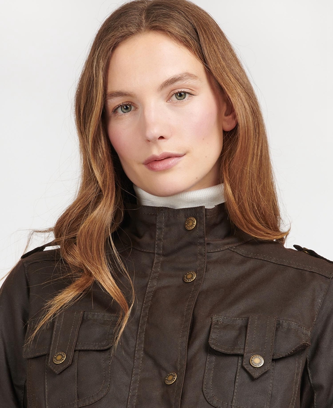 Veste Cirée Barbour D'hiver Defence Marron Femme | IRA-69411278