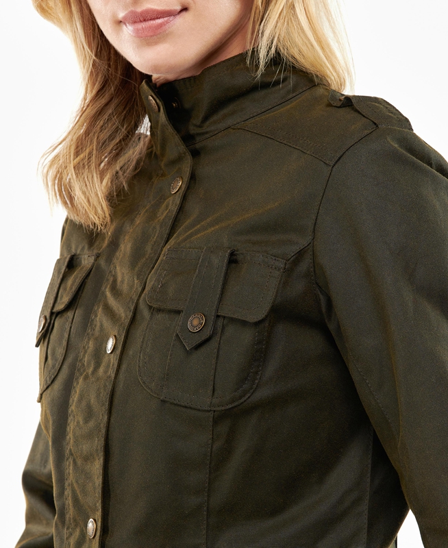 Veste Cirée Barbour D'hiver Defence Vert Femme | XOB-42492482