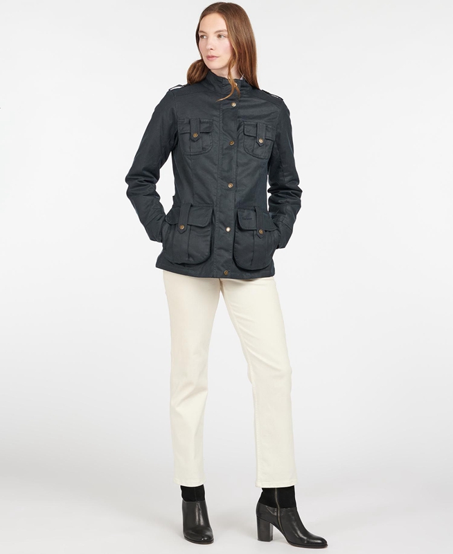 Veste Cirée Barbour D'hiver Defence Bleu Femme | ALG-58241238