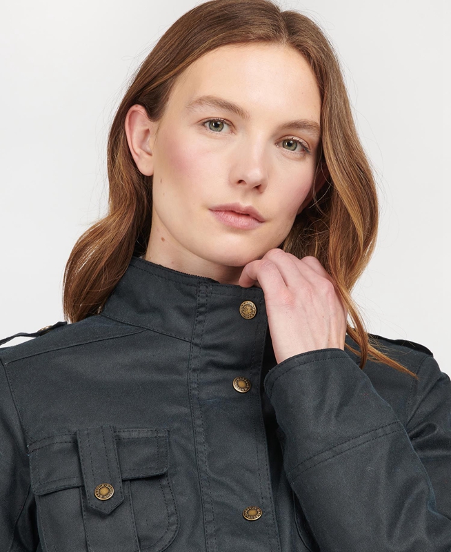 Veste Cirée Barbour D'hiver Defence Bleu Femme | ALG-58241238