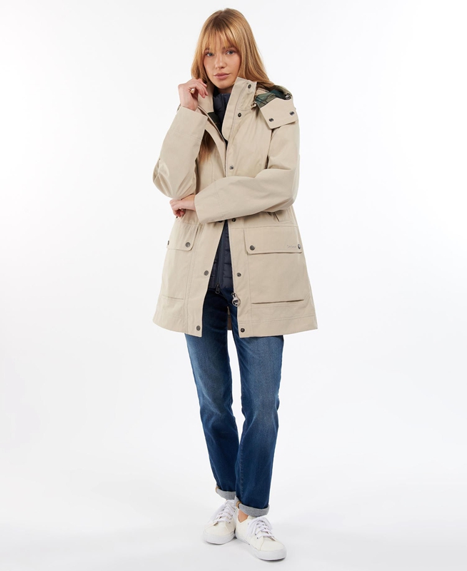 Veste Imperméable Barbour Clary Beige Femme | VGK-92238914