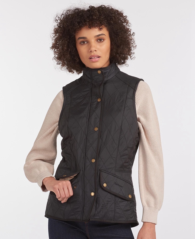 Gilet Barbour Weste Cavalry Noir Femme | TMU-99336588