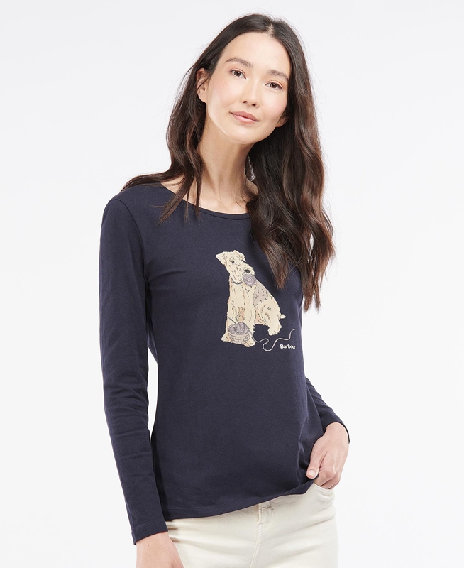 T Chemises Barbour Fairsfield Long Sleeve Bleu Marine Femme | JGQ-12763705