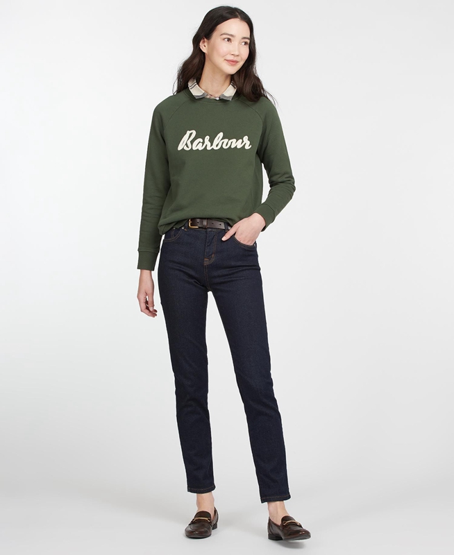 Sweats Barbour Sweatshirt Otterburn Vert Olive Femme | SUH-84743608