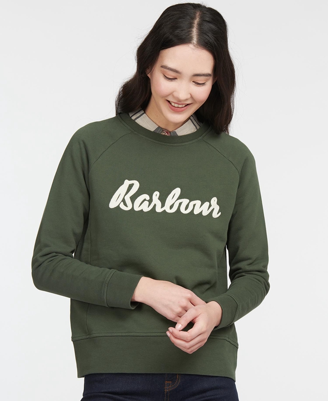 Sweats Barbour Sweatshirt Otterburn Vert Olive Femme | SUH-84743608