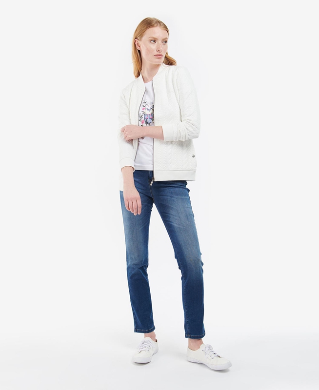 Sweats Barbour Kelsey Zip Blanche Femme | UES-15631472