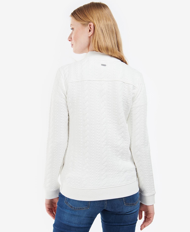 Sweats Barbour Kelsey Zip Blanche Femme | UES-15631472