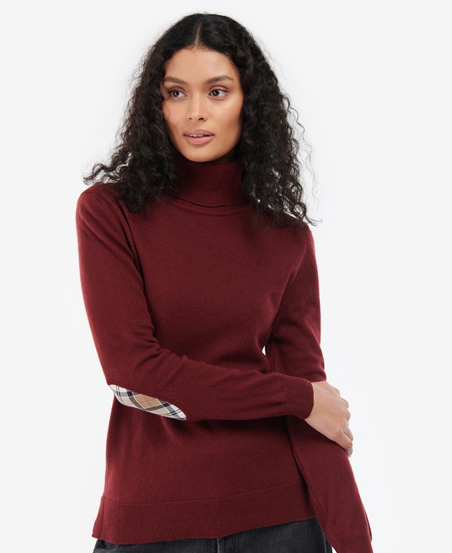 Chandails Barbour Pendle Roll-Neck Rouge Femme | JDP-00599079