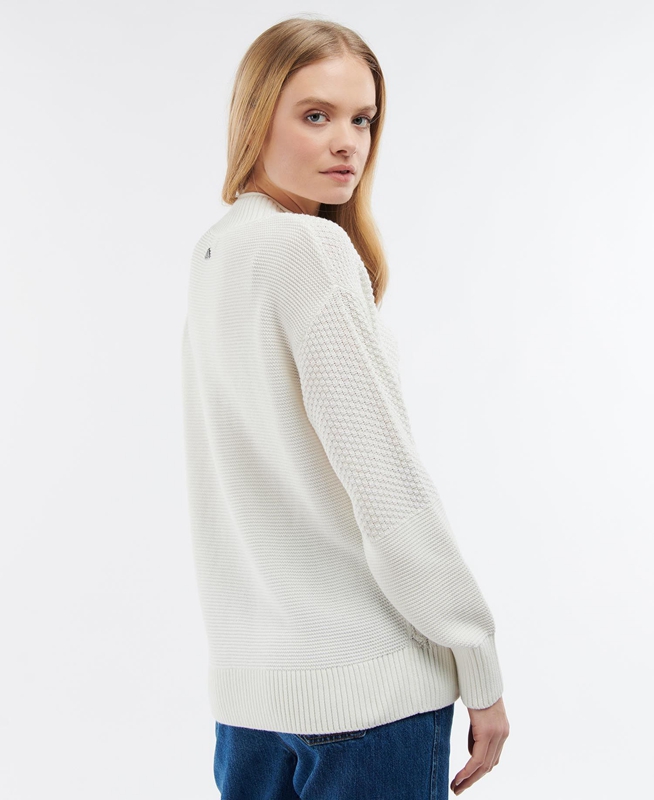 Chandails Barbour Fairbarn Knit Blanche Femme | VAB-28511045