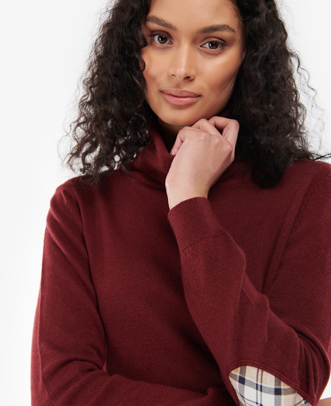 Chandails Barbour Pendle Roll-Neck Rouge Femme | JDP-00599079