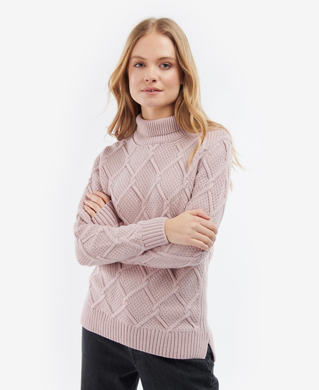 Chandails Barbour Burne Roll Neck Knit Rose Femme | VNW-70194387