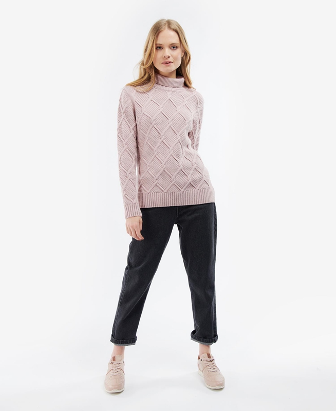 Chandails Barbour Burne Roll Neck Knit Rose Femme | VNW-70194387