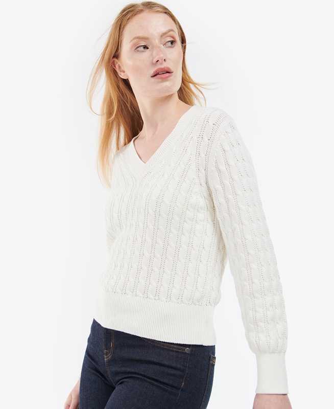 Chandails Barbour Primrose Knit Blanche Femme | JSI-72787701