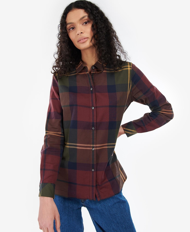 Chemises Barbour Moorland Bordeaux Femme | JUF-63674289