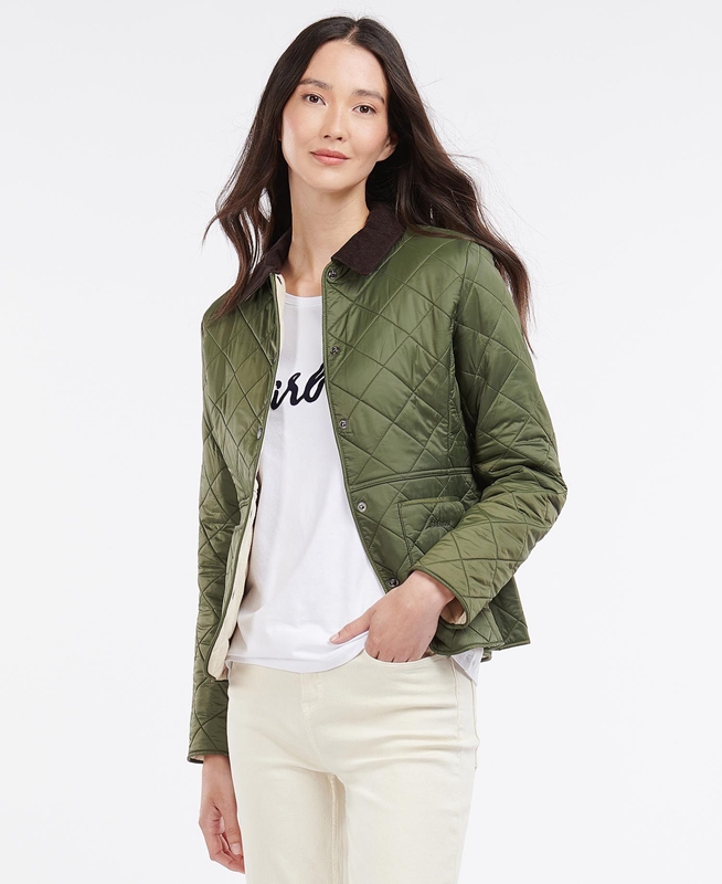 Veste Matelassée Barbour Steppjacke Deveron Polarquilt Vert Femme | QEL-93506521