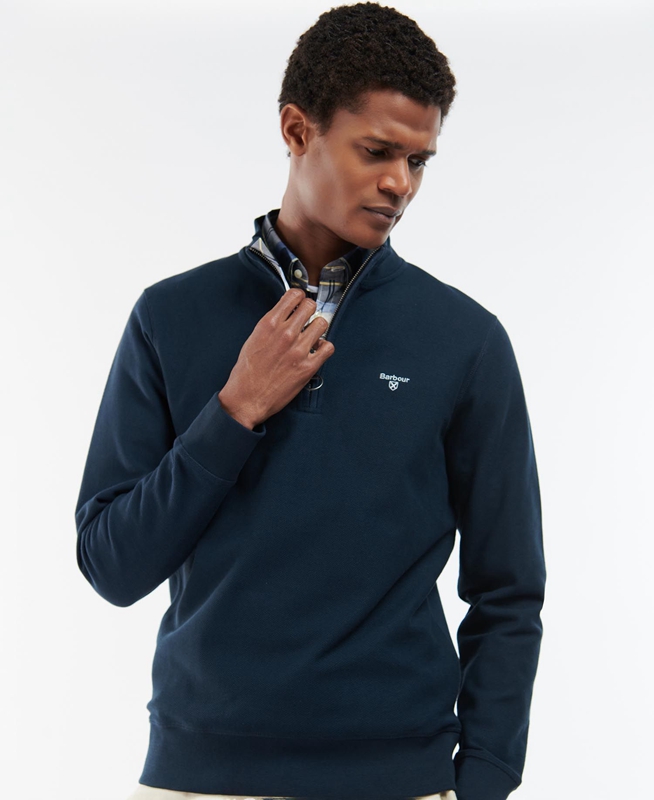 Sweats Barbour Rigg Half Zip Bleu Homme | IDJ-67363186