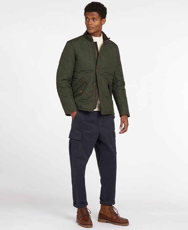 Veste Matelassée Barbour Powell Vert Olive Homme | SAD-68034739