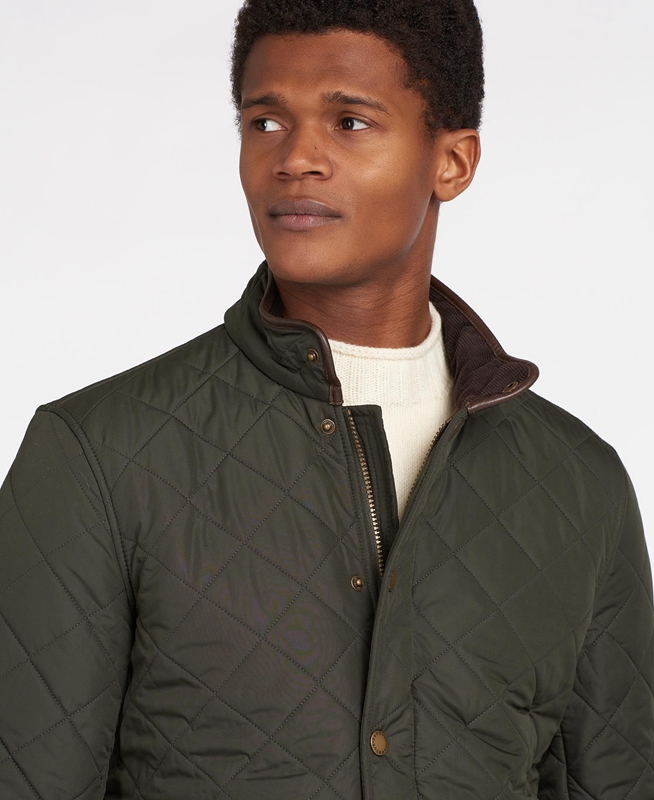 Veste Matelassée Barbour Powell Vert Olive Homme | SAD-68034739