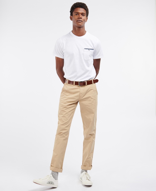 Pantalon Barbour Glendale Chino Beige Homme | ZEG-75023322