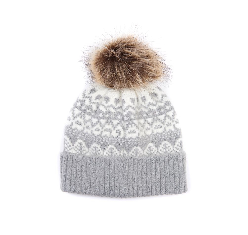 Chapeaux Barbour Beanie Alpine Fair Isle Pom Grise Femme | DZX-69786411