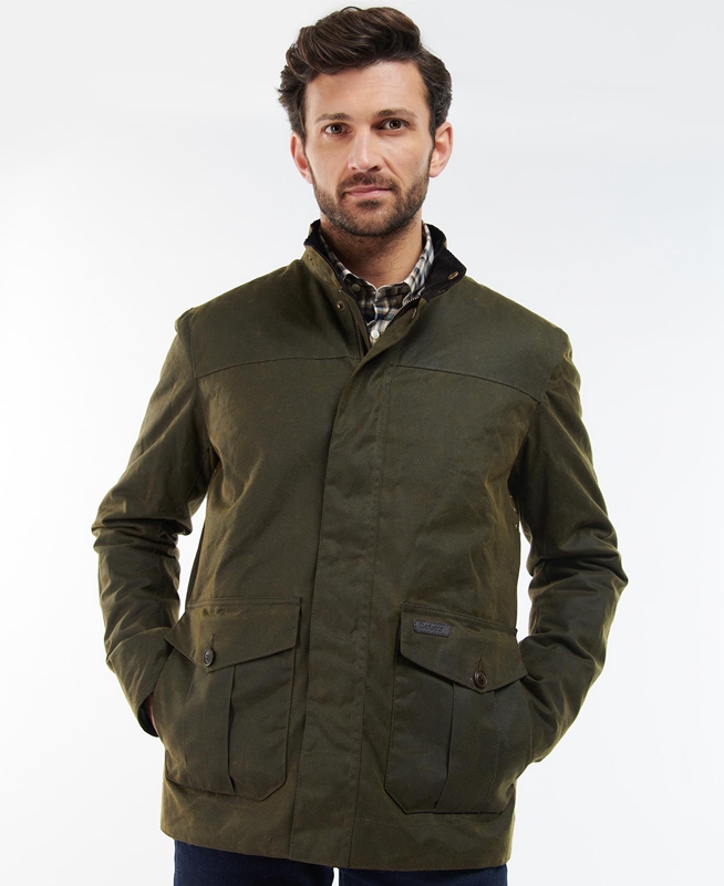 Veste Cirée Barbour Sheldon Vert Olive Homme | UOQ-78886115