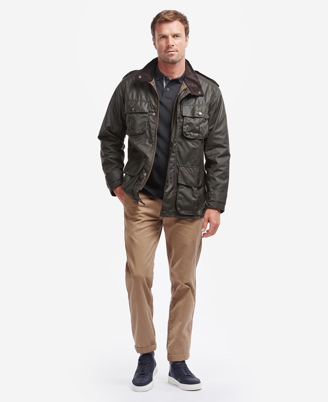 Veste Cirée Barbour Trooper Vert Olive Homme | GKT-05720073