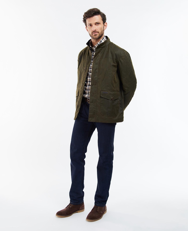 Veste Cirée Barbour Sheldon Vert Olive Homme | UOQ-78886115