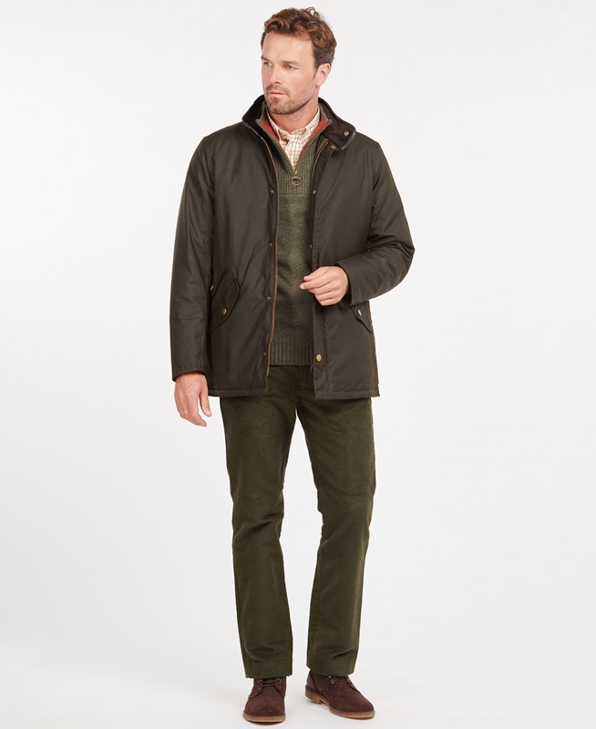 Veste Cirée Barbour Prestbury Vert Olive Homme | HZO-54759741