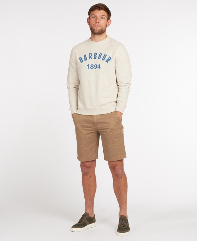 Sweats Barbour John Crew Neck Beige Homme | ZOJ-55715231