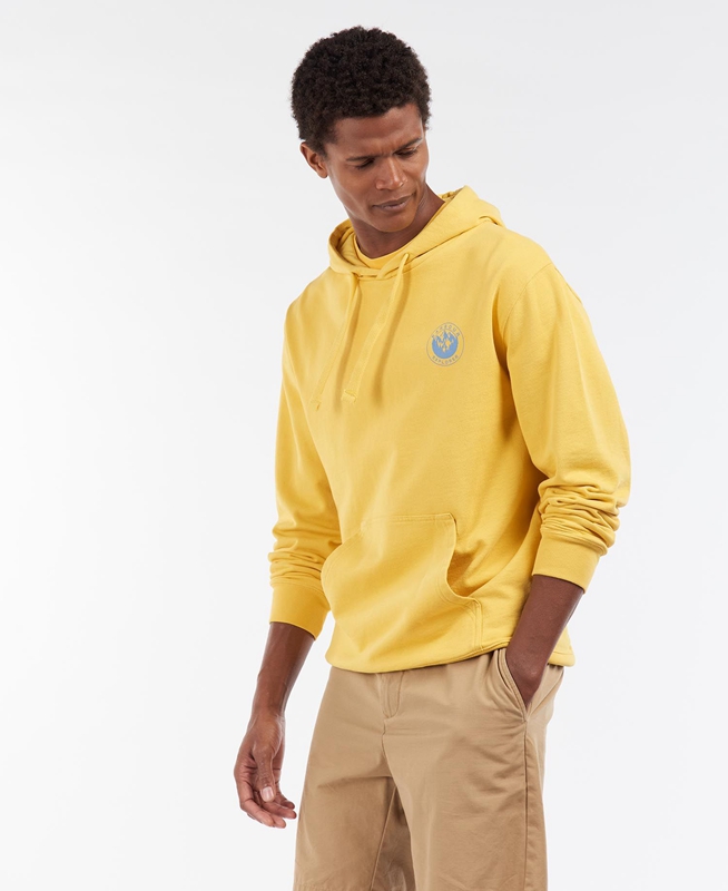 Sweats Barbour Explorer Hoodie Jaune Homme | OMG-75899058