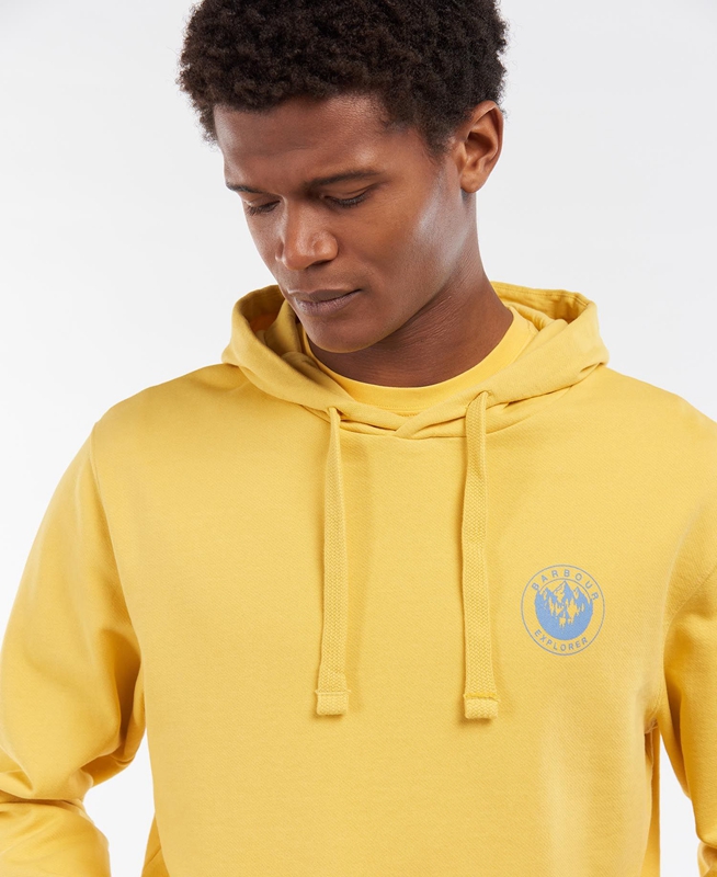 Sweats Barbour Explorer Hoodie Jaune Homme | OMG-75899058