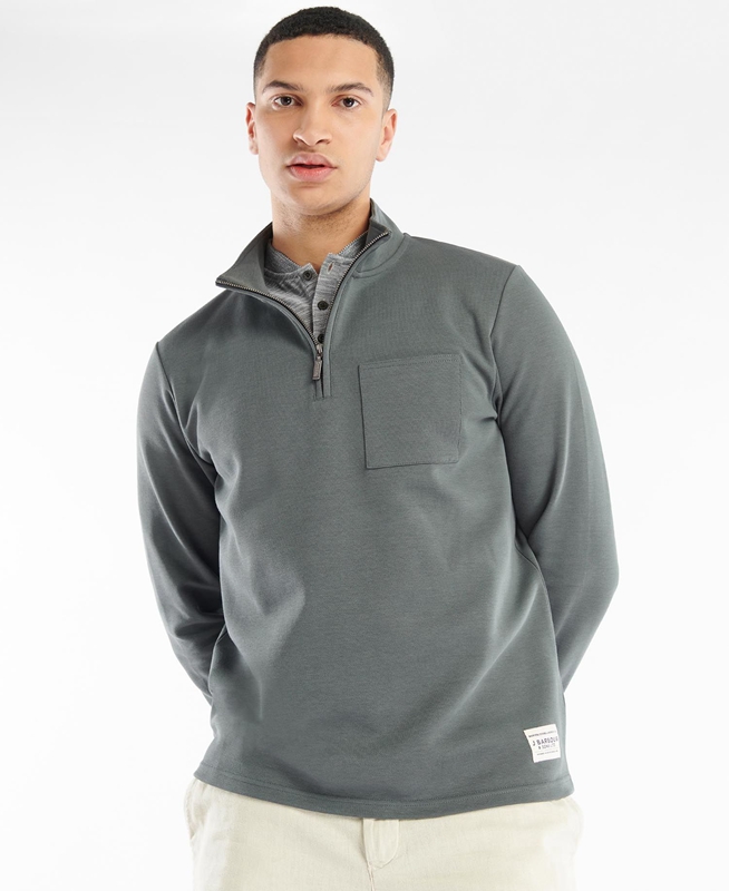 Sweats Barbour Broughton Half Zip Grise Homme | ASP-61014393