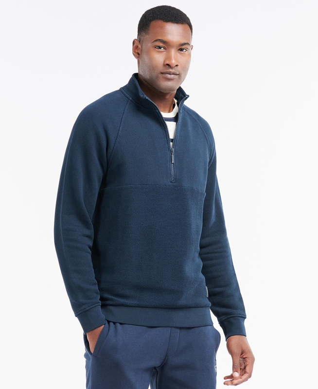 Sweats Barbour Wear Half Zip Bleu Marine Homme | VIH-01281445