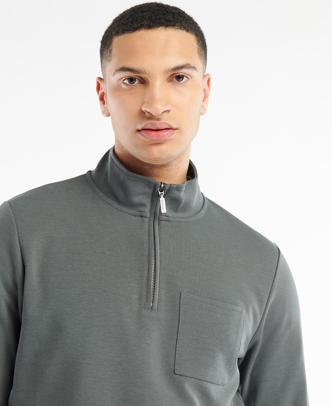 Sweats Barbour Broughton Half Zip Grise Homme | ASP-61014393