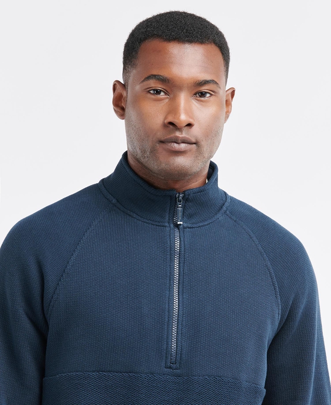 Sweats Barbour Wear Half Zip Bleu Marine Homme | VIH-01281445