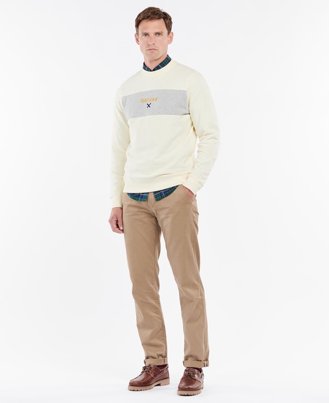 Sweats Barbour Honour Panel Crew Beige Homme | EWV-18089339