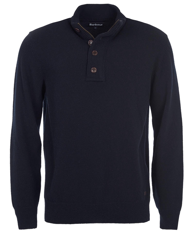 Chandails Barbour Essential Patch Half Zip Bleu Marine Homme | IZG-91442683