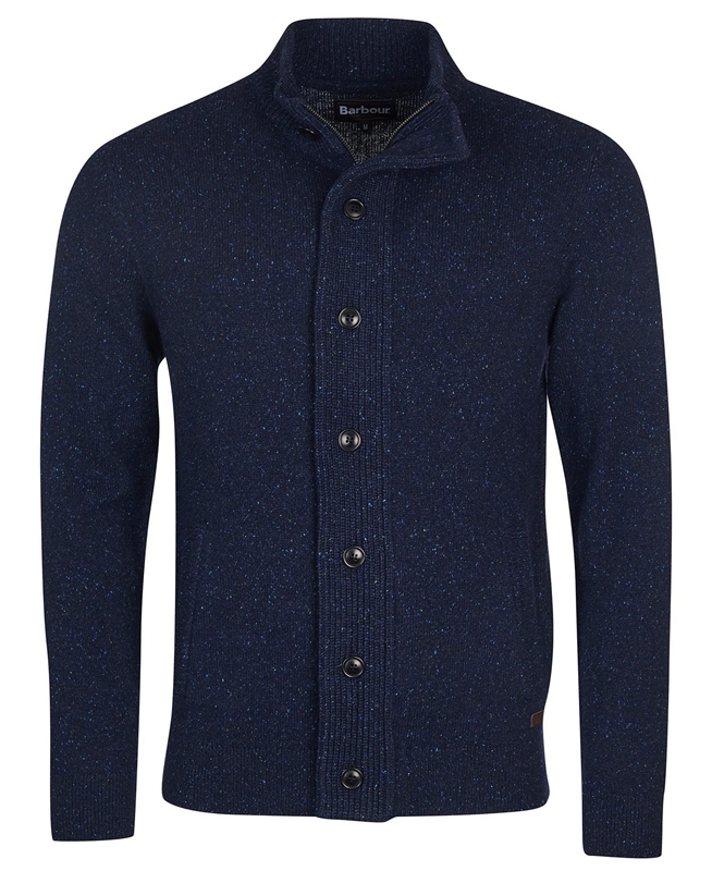 Chandails Barbour Essential Cardigan Tisbury Zip Through Bleu Marine Homme | VCF-41240061