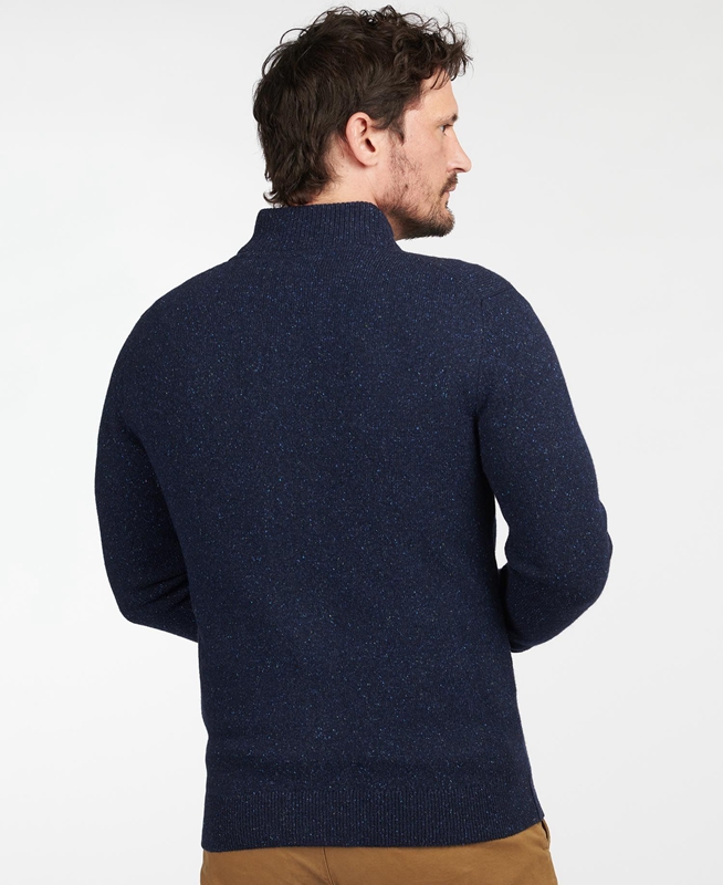 Chandails Barbour Essential Cardigan Tisbury Zip Through Bleu Marine Homme | VCF-41240061