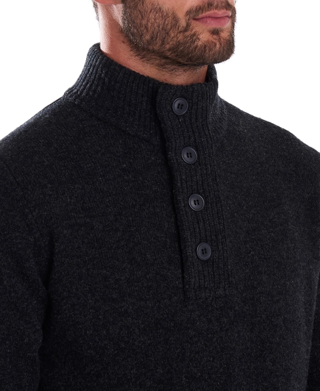 Chandails Barbour Essential Patch Half Zip Noir Homme | XQY-97462555