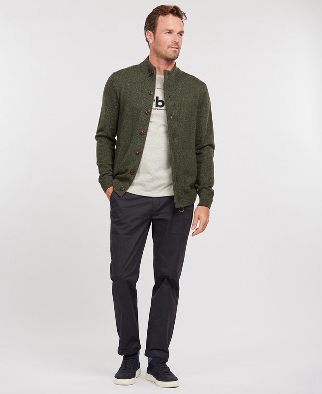 Chandails Barbour Essential Cardigan Tisbury Zip Through Vert Homme | UJF-81504470