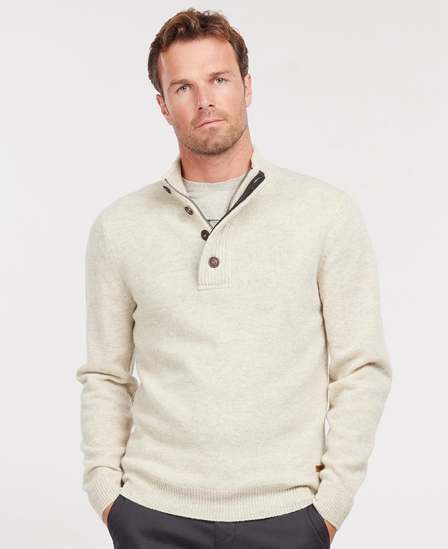 Chandails Barbour Essential Patch Half Zip Beige Homme | TYS-22365088